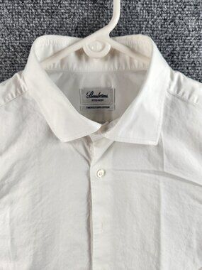 Stenstroms Button Up Shirt Men Cotton Long Sleeve Fitted Body 17.5 White Twofold